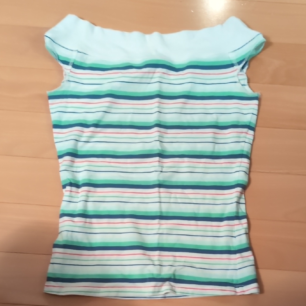 Garage Multicolor Striped Off-Shoulder Top